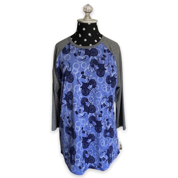Disney LuLaRoe Womens Top Medium Randy Blue Gray Minnie Mouse Baseball Tee NEW - Picture 1 of 4